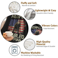 Respect Disabled Veteran Throw Blanket Military Soldier Vintage American Flag - Wonder Print Shop