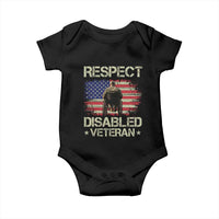 Respect Disabled Veteran Baby Onesie Military Soldier Vintage American Flag - Wonder Print Shop