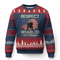 Respect Disabled Veteran Ugly Christmas Sweater Military Soldier Vintage American Flag - Wonder Print Shop