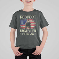 Respect Disabled Veteran T Shirt For Kid Military Soldier Vintage American Flag - Wonder Print Shop
