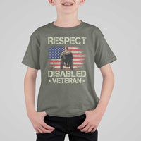 Respect Disabled Veteran T Shirt For Kid Military Soldier Vintage American Flag - Wonder Print Shop