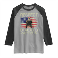 Respect Disabled Veteran Raglan Shirt Military Soldier Vintage American Flag - Wonder Print Shop