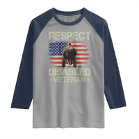 Respect Disabled Veteran Raglan Shirt Military Soldier Vintage American Flag - Wonder Print Shop