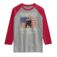 Respect Disabled Veteran Raglan Shirt Military Soldier Vintage American Flag - Wonder Print Shop