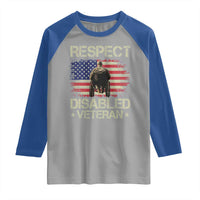 Respect Disabled Veteran Raglan Shirt Military Soldier Vintage American Flag - Wonder Print Shop