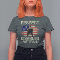 Respect Disabled Veteran T Shirt For Women Military Soldier Vintage American Flag - Wonder Print Shop