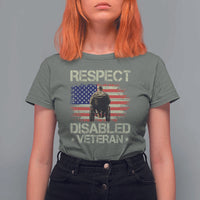 Respect Disabled Veteran T Shirt For Women Military Soldier Vintage American Flag - Wonder Print Shop