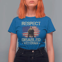 Respect Disabled Veteran T Shirt For Women Military Soldier Vintage American Flag - Wonder Print Shop