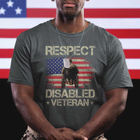 Respect Disabled Veteran T Shirt Military Soldier Vintage American Flag - Wonder Print Shop