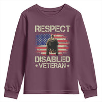Respect Disabled Veteran Youth Sweatshirt Military Soldier Vintage American Flag - Wonder Print Shop