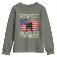 Respect Disabled Veteran Youth Sweatshirt Military Soldier Vintage American Flag - Wonder Print Shop