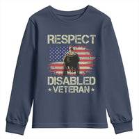 Respect Disabled Veteran Youth Sweatshirt Military Soldier Vintage American Flag - Wonder Print Shop
