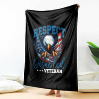 Respect Disabled Veteran Throw Blanket Military Soldier American Flag Bald Eagle - Wonder Print Shop