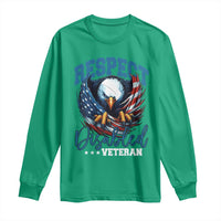 Respect Disabled Veteran Long Sleeve Shirt Military Soldier American Flag Bald Eagle - Wonder Print Shop