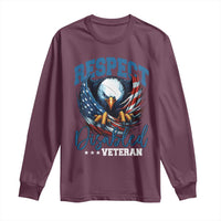 Respect Disabled Veteran Long Sleeve Shirt Military Soldier American Flag Bald Eagle - Wonder Print Shop