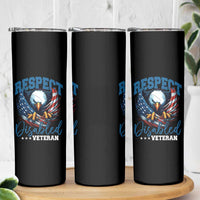 Respect Disabled Veteran Skinny Tumbler Military Soldier American Flag Bald Eagle - Wonder Print Shop