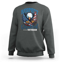 Respect Disabled Veteran Sweatshirt Military Soldier American Flag Bald Eagle - Wonder Print Shop