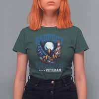 Respect Disabled Veteran T Shirt For Women Military Soldier American Flag Bald Eagle - Wonder Print Shop