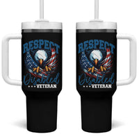 Respect Disabled Veteran Tumbler With Handle Military Soldier American Flag Bald Eagle - Wonder Print Shop
