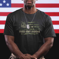 Proud Army Grandma T Shirt Vintage Camo American Flag Veteran - Wonder Print Shop