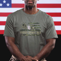 Proud Army Dad T Shirt Vintage Camo American Flag Veteran Father's Day - Wonder Print Shop