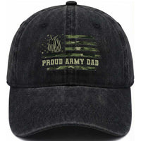 Proud Army Dad Washed Cotton Baseball Cap Vintage Camo American Flag Veteran Father's Day
