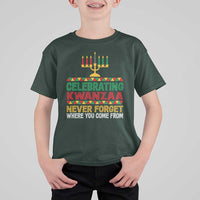 Celebrating Kwanzaa Never Forget Where You Come From Kinara Candle T Shirt For Kid - Wonder Print Shop