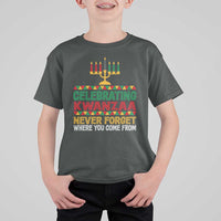 Celebrating Kwanzaa Never Forget Where You Come From Kinara Candle T Shirt For Kid - Wonder Print Shop