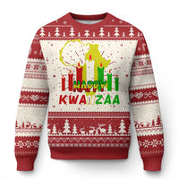 Happy Kwanzaa Ugly Christmas Sweater Black Holiday African American Christmas Kinara Candle - Wonder Print Shop