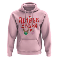 Funny Christmas Pickleball Hoodie Jingle Balls Reindeer Santa Hat Ball