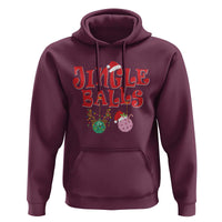 Funny Christmas Pickleball Hoodie Jingle Balls Reindeer Santa Hat Ball