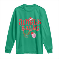 Funny Christmas Pickleball Long Sleeve Shirt Jingle Balls Reindeer Santa Hat Ball