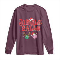 Funny Christmas Pickleball Long Sleeve Shirt Jingle Balls Reindeer Santa Hat Ball