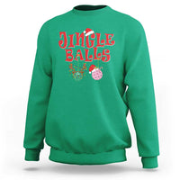 Funny Christmas Pickleball Sweatshirt Jingle Balls Reindeer Santa Hat Ball - Wonder Print Shop
