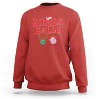 Funny Christmas Pickleball Sweatshirt Jingle Balls Reindeer Santa Hat Ball - Wonder Print Shop