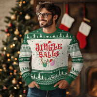 Funny Xmas Pickleball Ugly Christmas Sweater Jingle Balls Reindeer Santa Hat Ball - Wonder Print Shop
