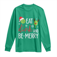 Funny Christmas Pickleball Long Sleeve Shirt Eat Dink And Be Merry