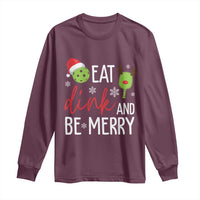Funny Christmas Pickleball Long Sleeve Shirt Eat Dink And Be Merry