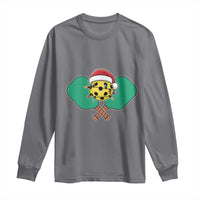 Funny Christmas Pickleball Holiday Santa Hat Long Sleeve Shirt