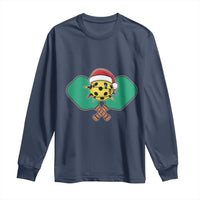 Funny Christmas Pickleball Holiday Santa Hat Long Sleeve Shirt