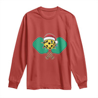 Funny Christmas Pickleball Holiday Santa Hat Long Sleeve Shirt