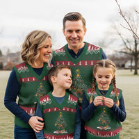 Funny Native American Xmas Tree Medicine Wheel V-Neck Knit Sweater Vest - Wonder Print Shop