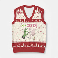 Funny Six Seven Witch Pink And Green Broomstick Magic Wand V-Neck Knit Sweater Vest - Wonder Print Shop