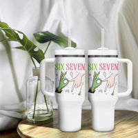 Funny Six Seven Witch Pink And Green Broomstick Magic Wand Tumbler With Handle - Wonder Print Shop