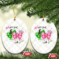 Funny Christmas Witch Pink Goes Good With Green Ceramic Ornament - Wonder Print Shop