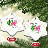 Funny Christmas Witch Pink Goes Good With Green Ceramic Ornament - Wonder Print Shop