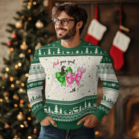 Funny Christmas Witch Pink Goes Good With Green Ugly Christmas Sweater - Wonder Print Shop