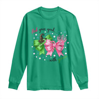 Funny Christmas Witch Pink Goes Good With Green Long Sleeve Shirt - Wonder Print Shop
