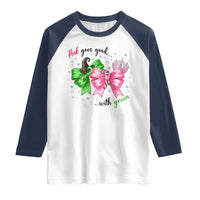 Funny Christmas Witch Pink Goes Good With Green Raglan Shirt - Wonder Print Shop