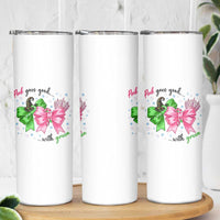 Funny Christmas Witch Pink Goes Good With Green Skinny Tumbler - Wonder Print Shop